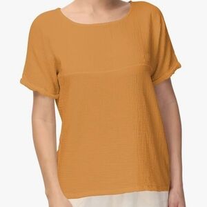 Women's Linen Mustard Short Sleeve Top